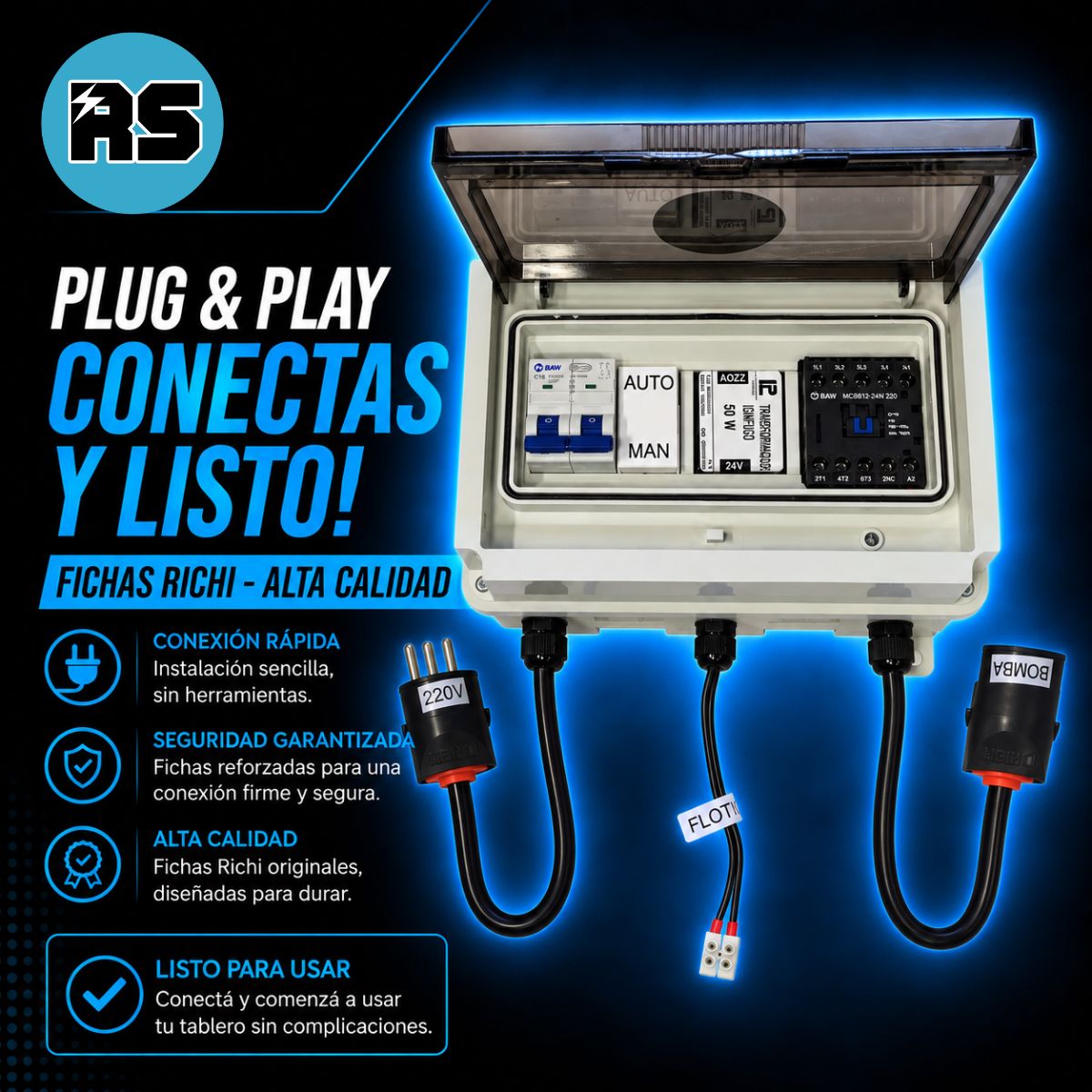 Tablero Bomba Agua Monofásica Plug & Play hasta 1.5HP - Imagen 2
