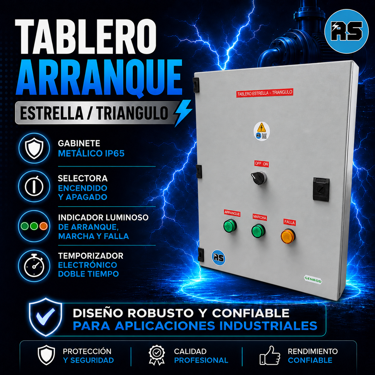Tablero Arranque Estrella Triangulo 50Hp 37Kw 80A 380V - Image 2