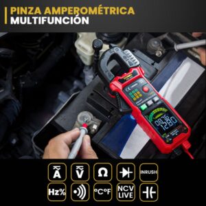Pinza Multifunción Digital CA/CC Capacidad Frecuencia Ciclo Trabajo Temperatura - Image 2