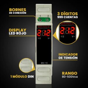 Voltimetro Digital Monofasico 80-500Vca 1 Modulo Riel Din - Image 2