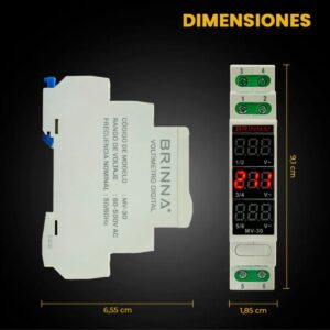 Voltimetro Digital Trifasico 80-500Vca 1 Modulo Riel Din - Image 4