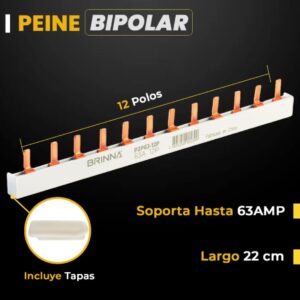Puente Peine Bipolar Termica 12 Polos 63A 22cm Blanco - Image 2