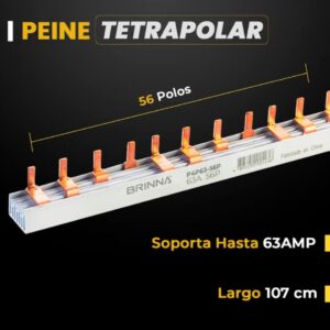Puente Peine Tetrapolar Termica 56 Polos 63A 1m Blanco - Image 2