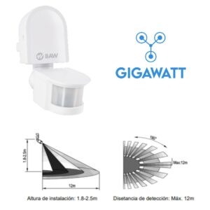 Detector Sensor Movimiento Orientable Ip44 1200w 600w Baw Blanco - Image 3