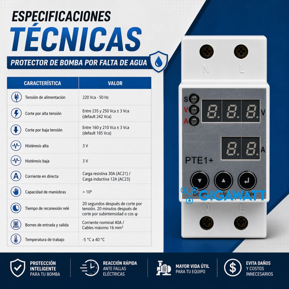 Protector Termico Electronico Bomba Monofasica 1-12A Falta de Agua - Image 4