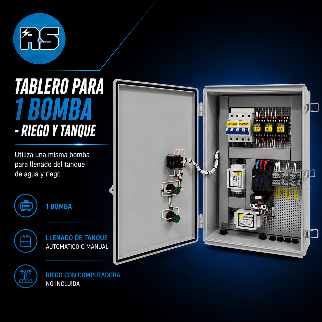Tablero 1 Bomba Agua para Tanque y Riego Automático Prioridades - Image 2