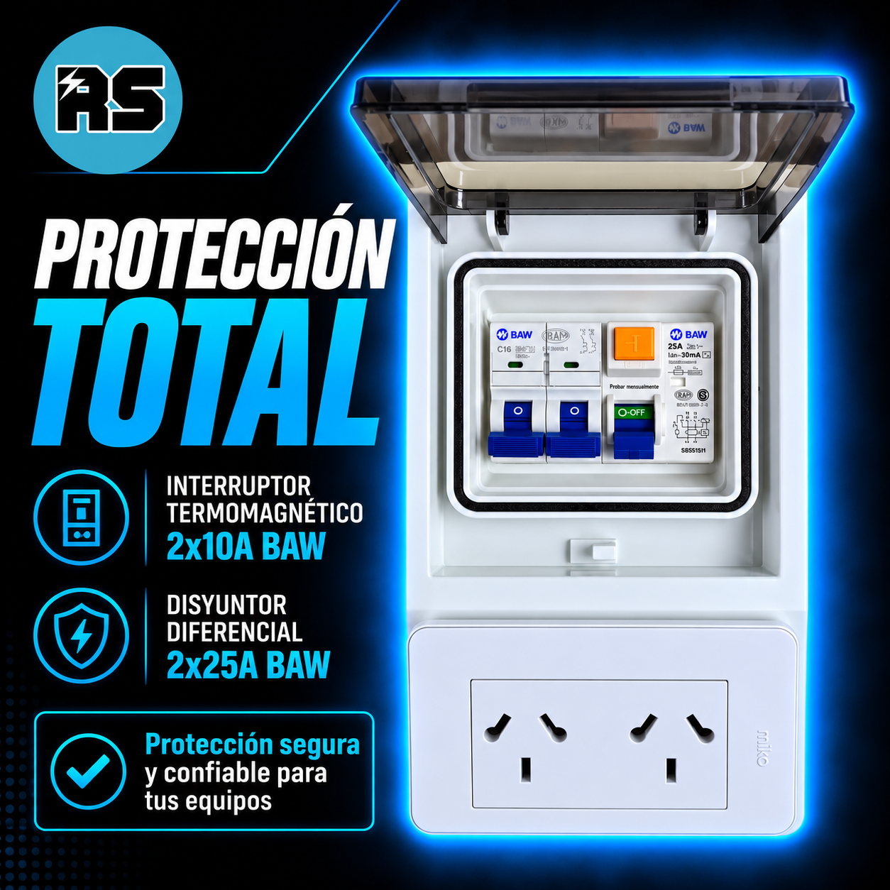 Tablero Eléctrico Obra Portátil 2 Tomas Térmica Diferencial - Imagen 3